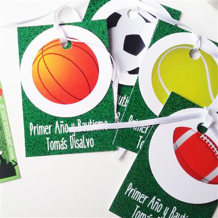 Tarjetitas dobles con cinta Especifica deporte 16u Pers